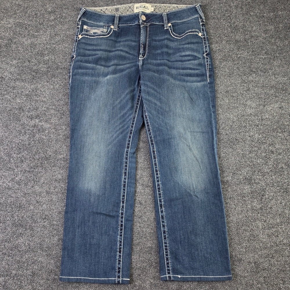 Ariat REAL Ivy Straight Leg Jeans Women's 34R Mid Rise Dark Wash Hemmed 10024300